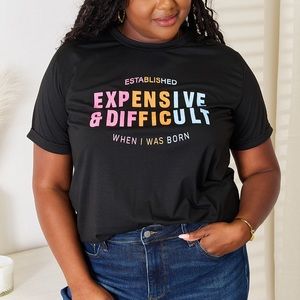 NEW Simply Love Black Expensive and Difficult Graphic Tee T-Shirt
